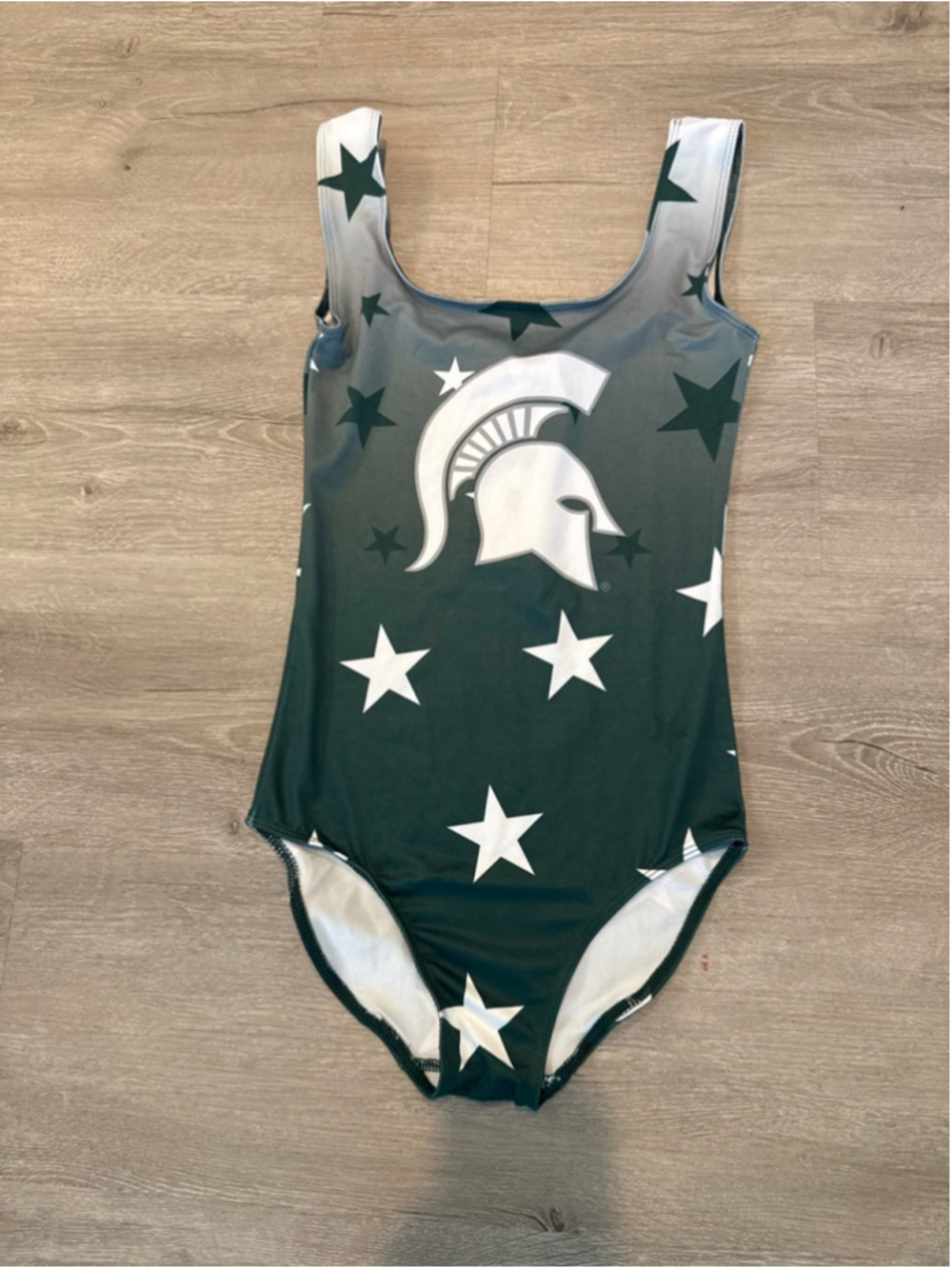 Girls Zoozatz One Piece leotard S Green White Michigan State Stars